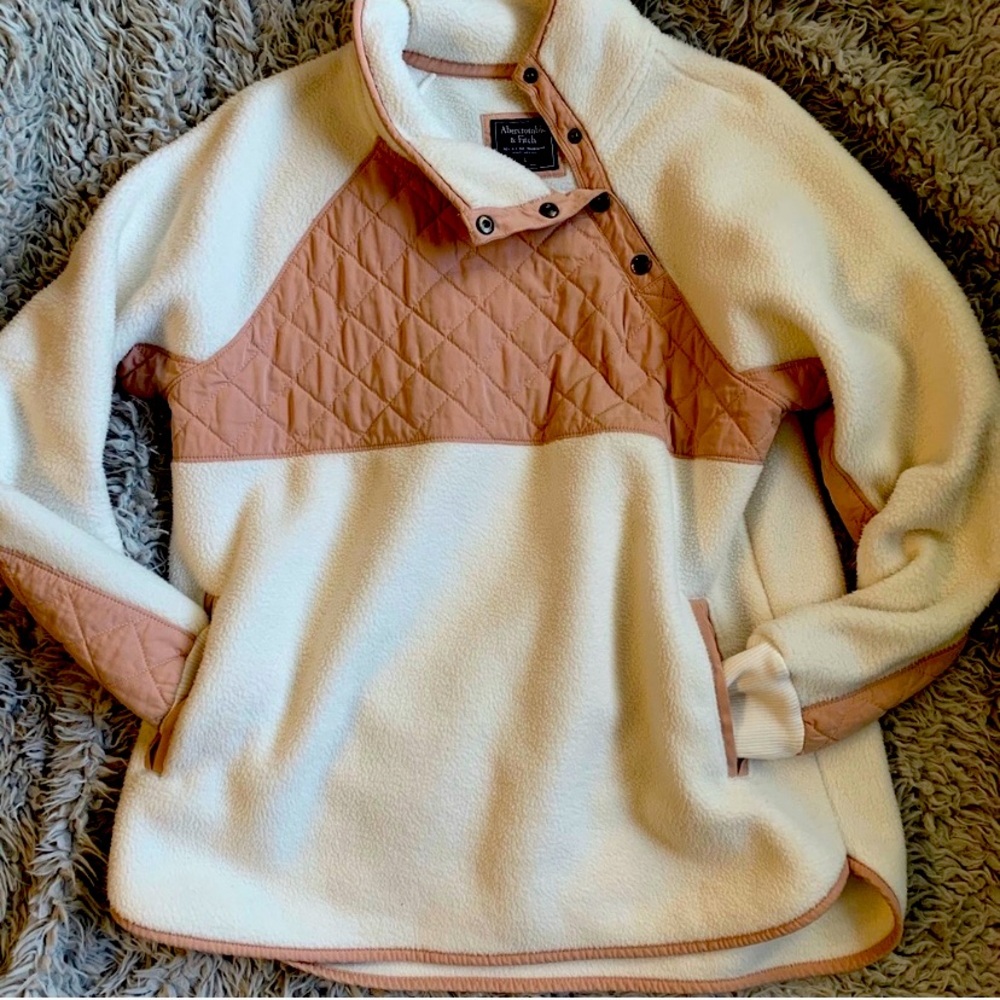 Cream and Pink quilted Sherpa